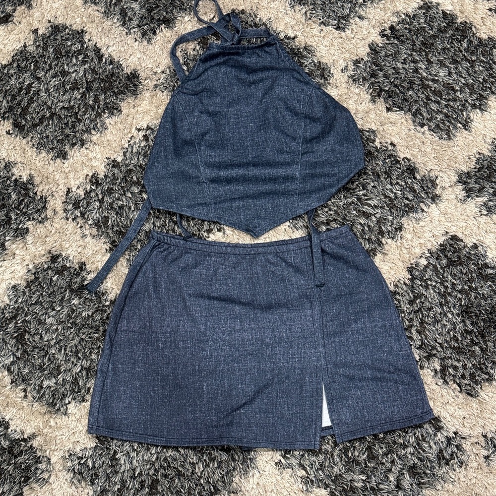 Denim Blue Women's Skirt set